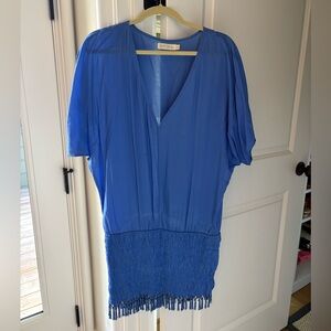 SOFIA by ViX Blue Pleated Flutter Sleeve Coverup